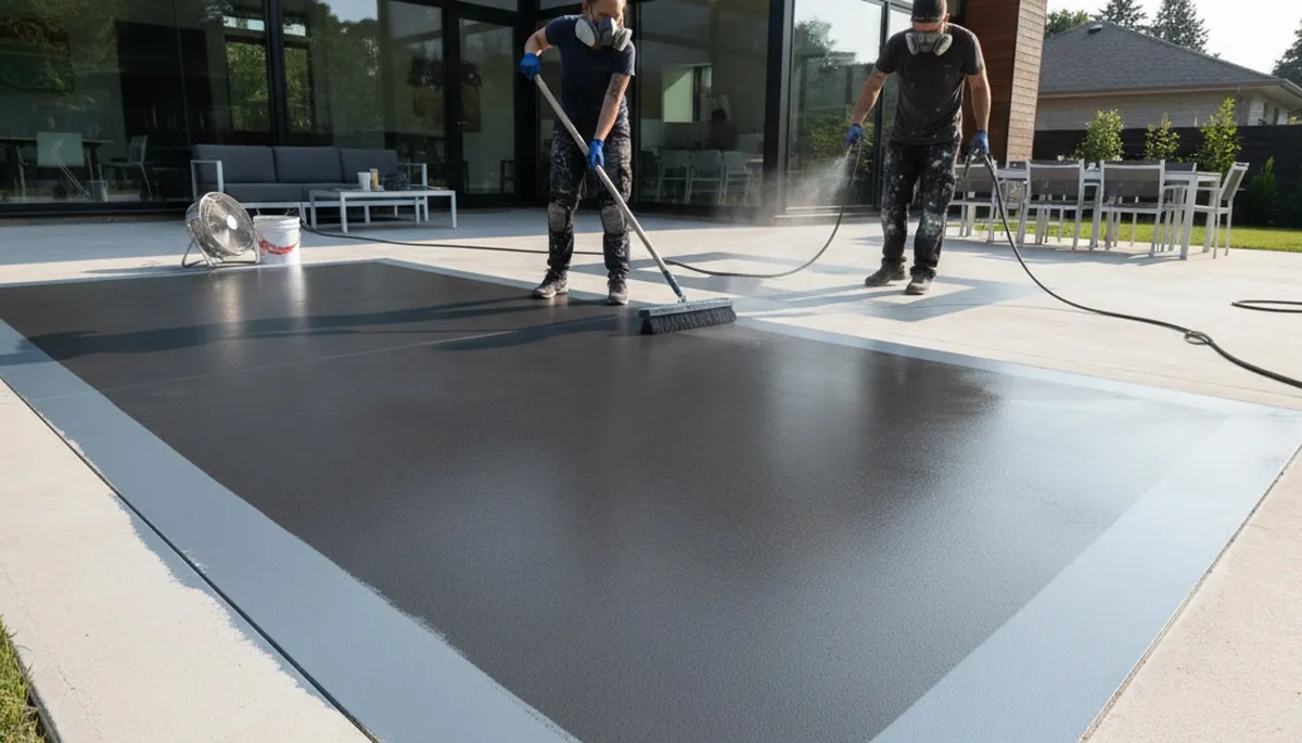 Concrete staining on patio in San Diego, CA with durable decorative finish by local house painters