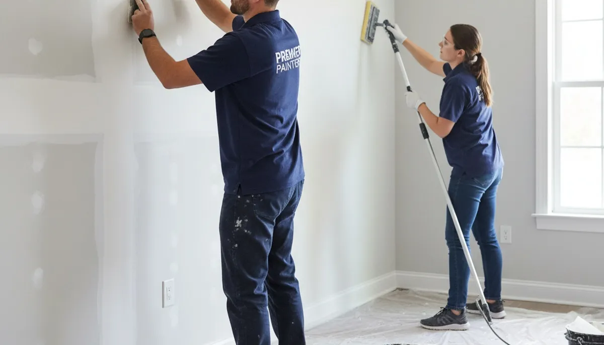Painter repairing drywall cracks in San Diego, CA home for smooth wall restoration and texture matching