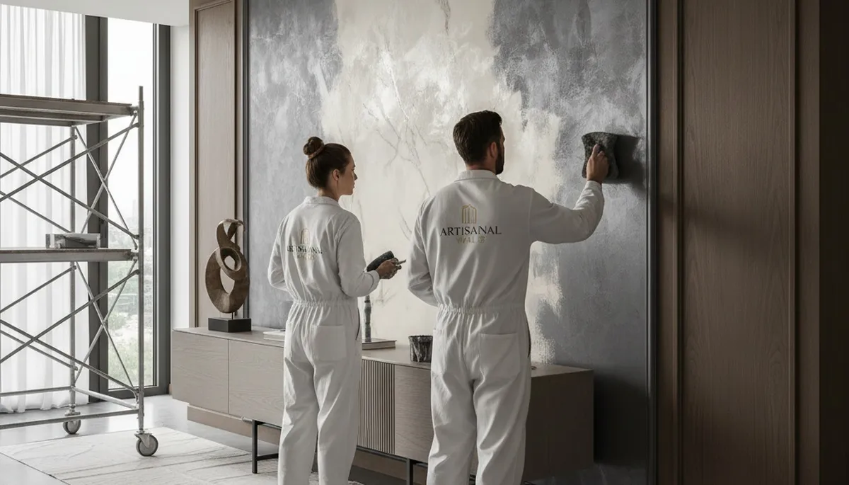 Professional faux painting and decorative wall finishes in a modern San Diego, CA home interior