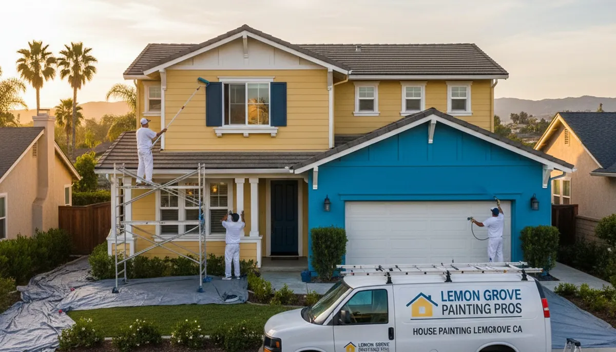 Professional house painters transforming home exterior in San Diego, CA